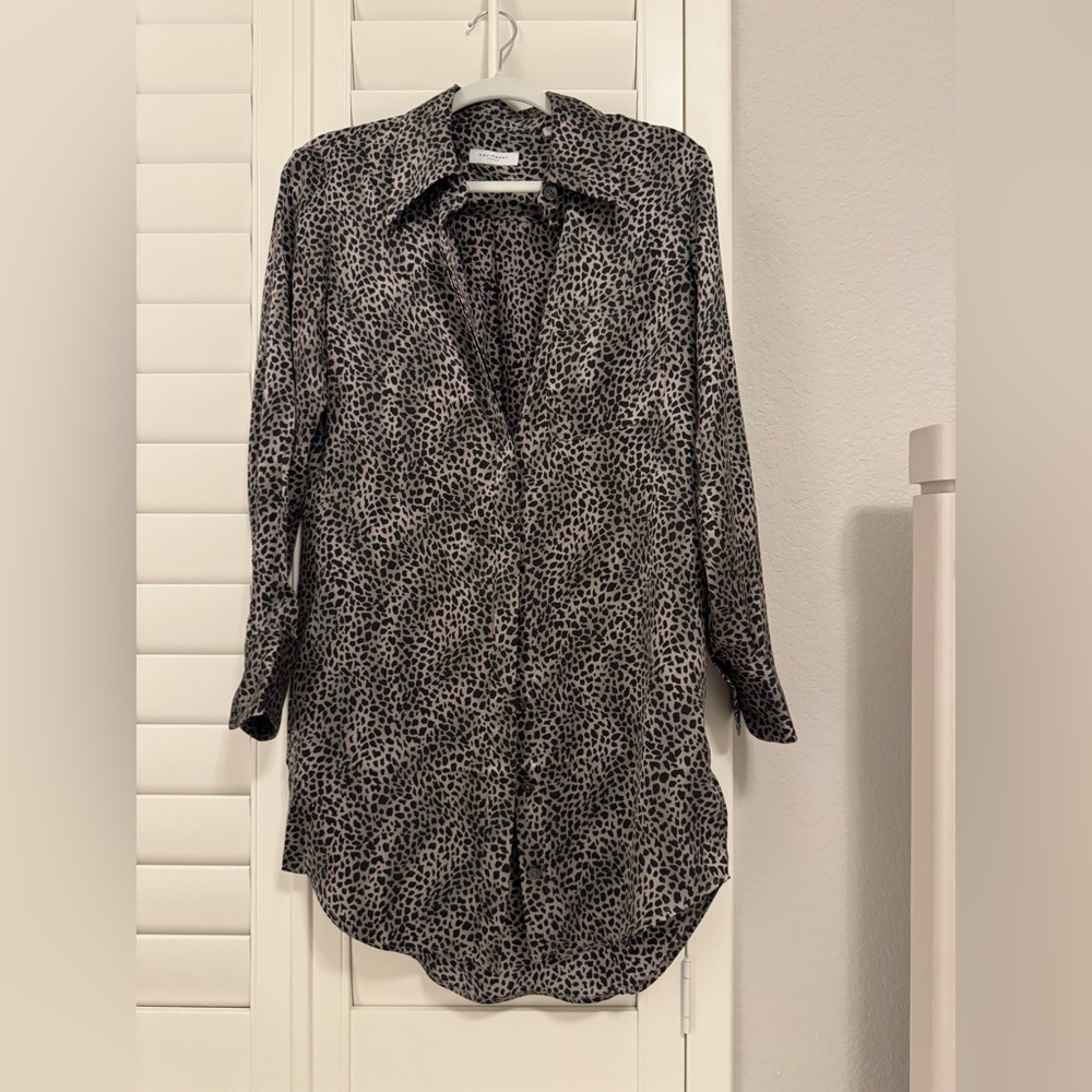 EQUIPMENT FEMME Essential silk long sleeve button down shirt dress size S